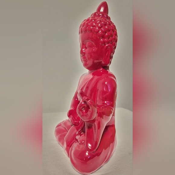 Beautiful decorative Statue in red ceramic of Shakyamuni Buddha in meditation - Picture 3 of 12